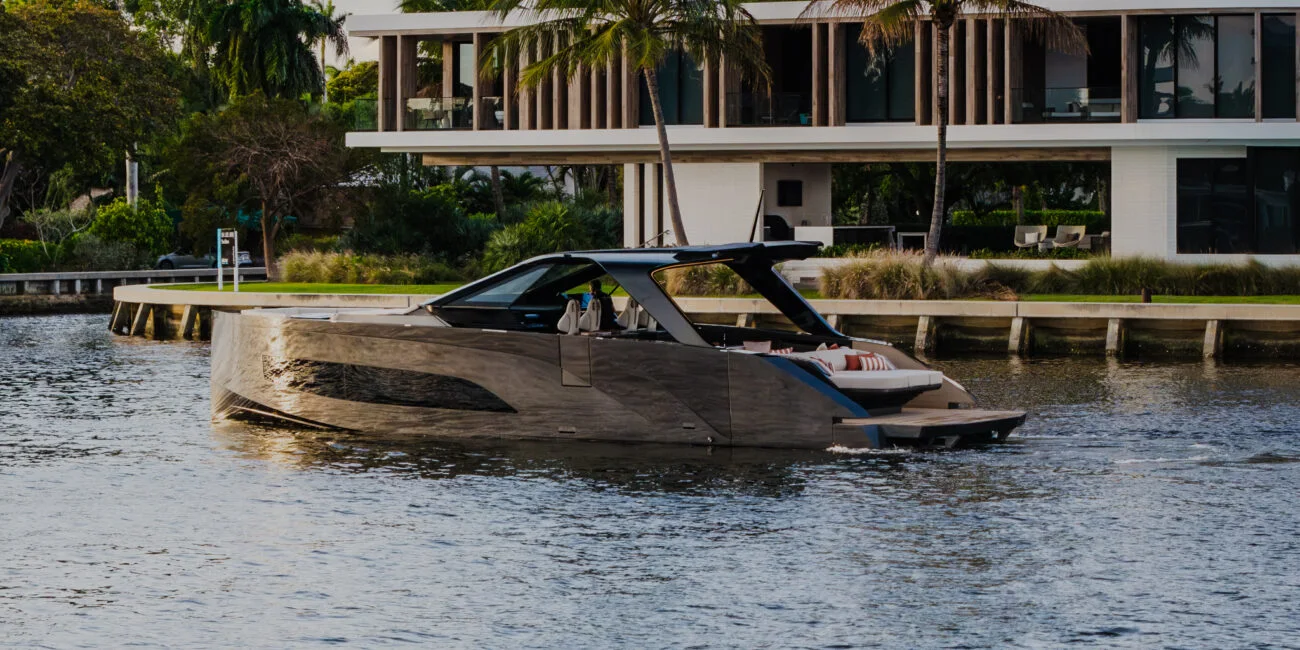 Manari 52 seen broadside on the water
